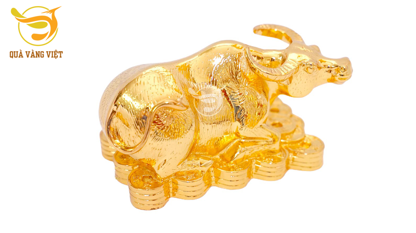 Tượng Trâu Phong Thuỷ Mạ Vàng - Cỡ Vừa 