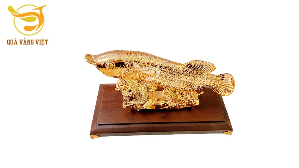 Tượng cá rồng mạ vàng 24k - size lớn 