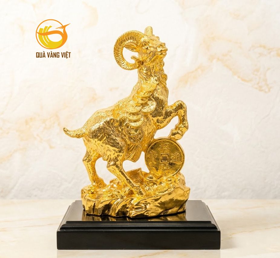 Tượng Dê Phong Thuỷ Mạ Vàng - Cỡ Đại