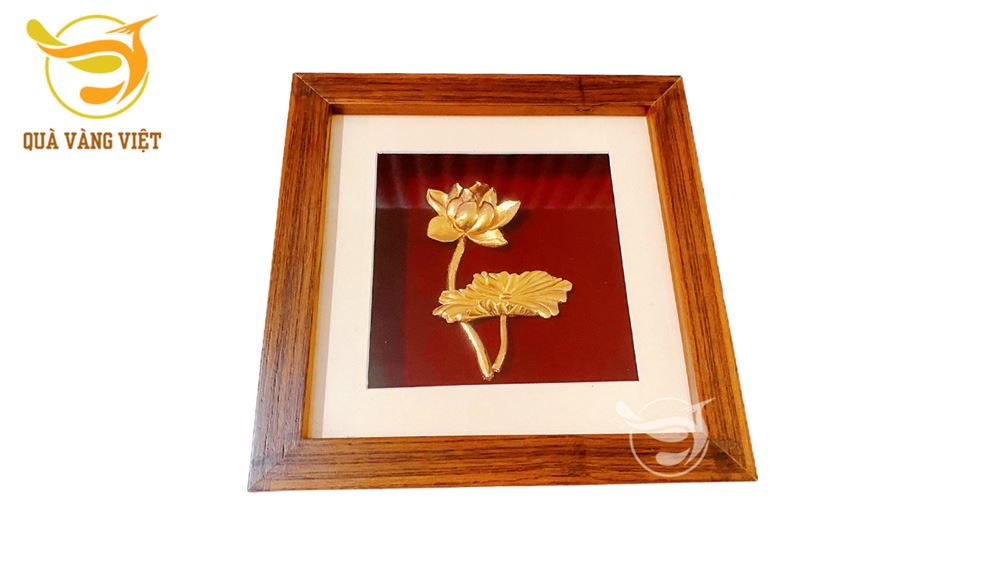 Tranh hoa sen mạ vàng kích thước 20x20 cm 