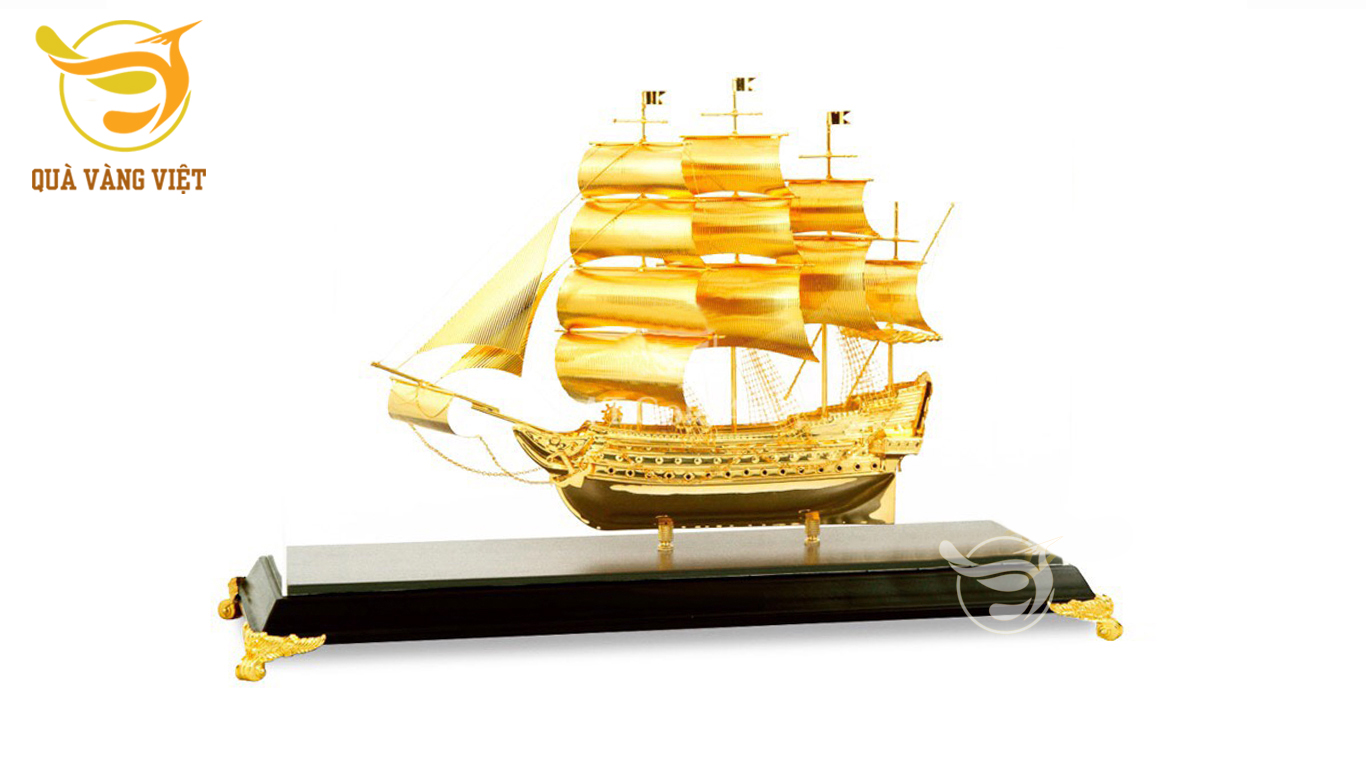 Mô Hình Thuyền Buồm Mạ Vàng-Cỡ 2