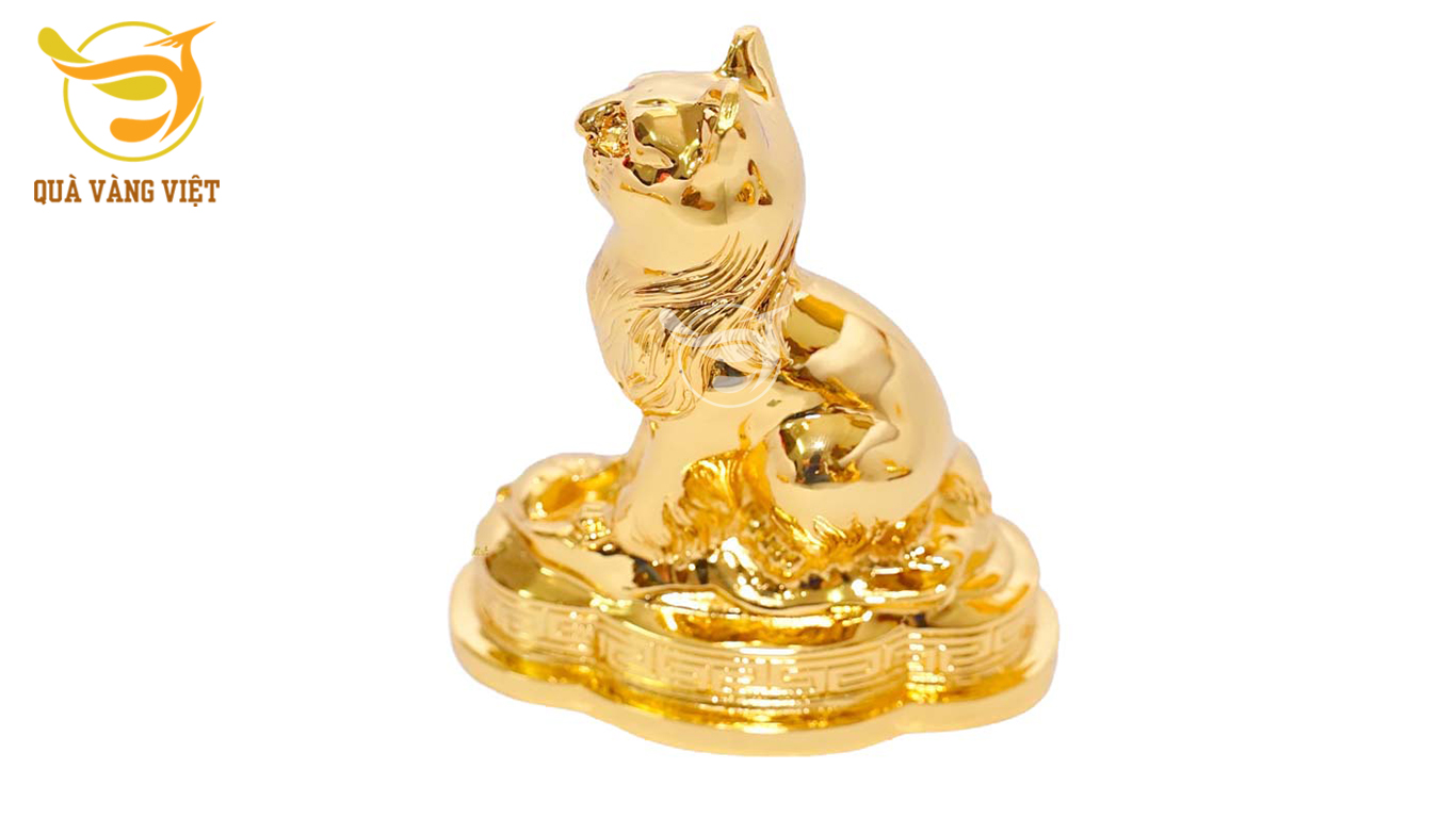 Ý nghĩa của hình tượng con Mão (Mèo) trong văn hóa dân gian - Tượng mèo phong thuỷ mạ vàng 