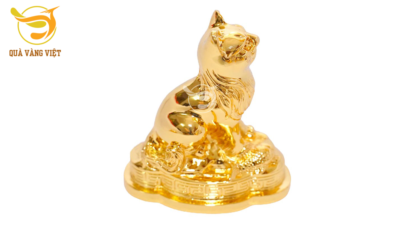 Ý nghĩa của hình tượng con Mão (Mèo) trong văn hóa dân gian - Tượng mèo phong thuỷ mạ vàng 