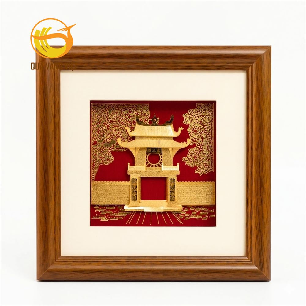 Tranh khuê văn các mạ vàng 24k Kích thước 25x25cm