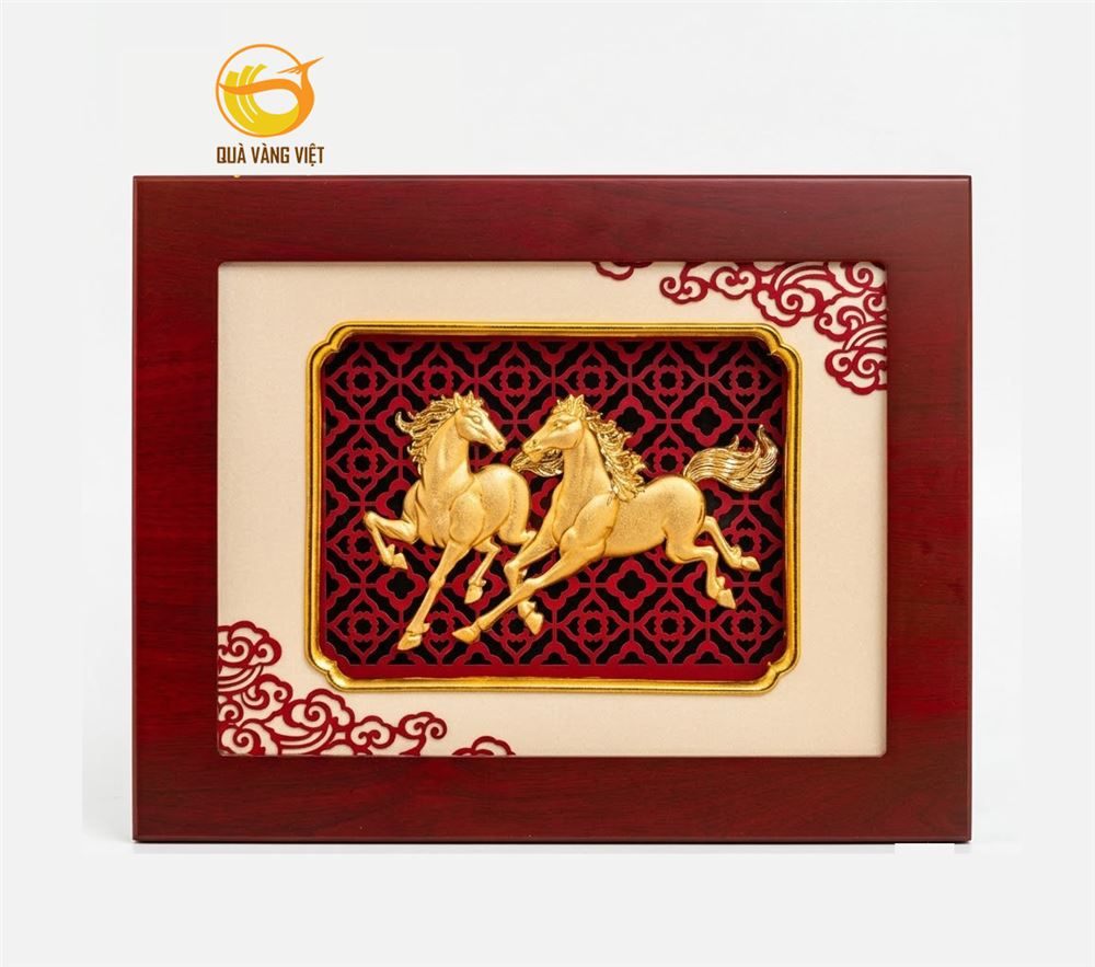 Tranh Song Mã Mạ Vàng 24k