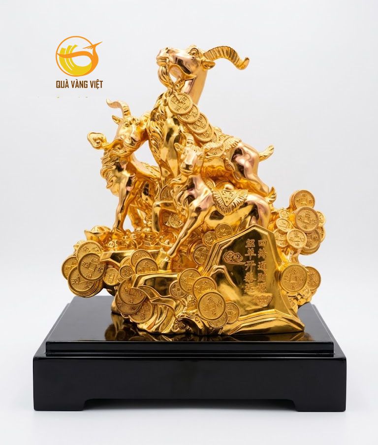 Tượng Tam Dương Khai Thái Mạ Vàng 24k