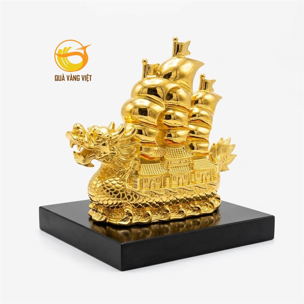 Mô hình thuyền rồng mạ vàng 24k