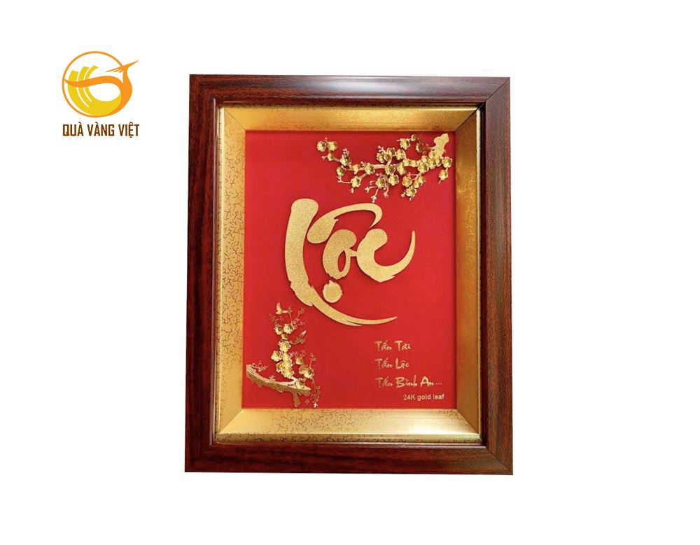 Tranh chữ lộc mạ vàng kích thước 22x28 cm