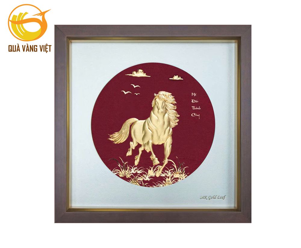 Tranh ngựa mạ vàng 24k 